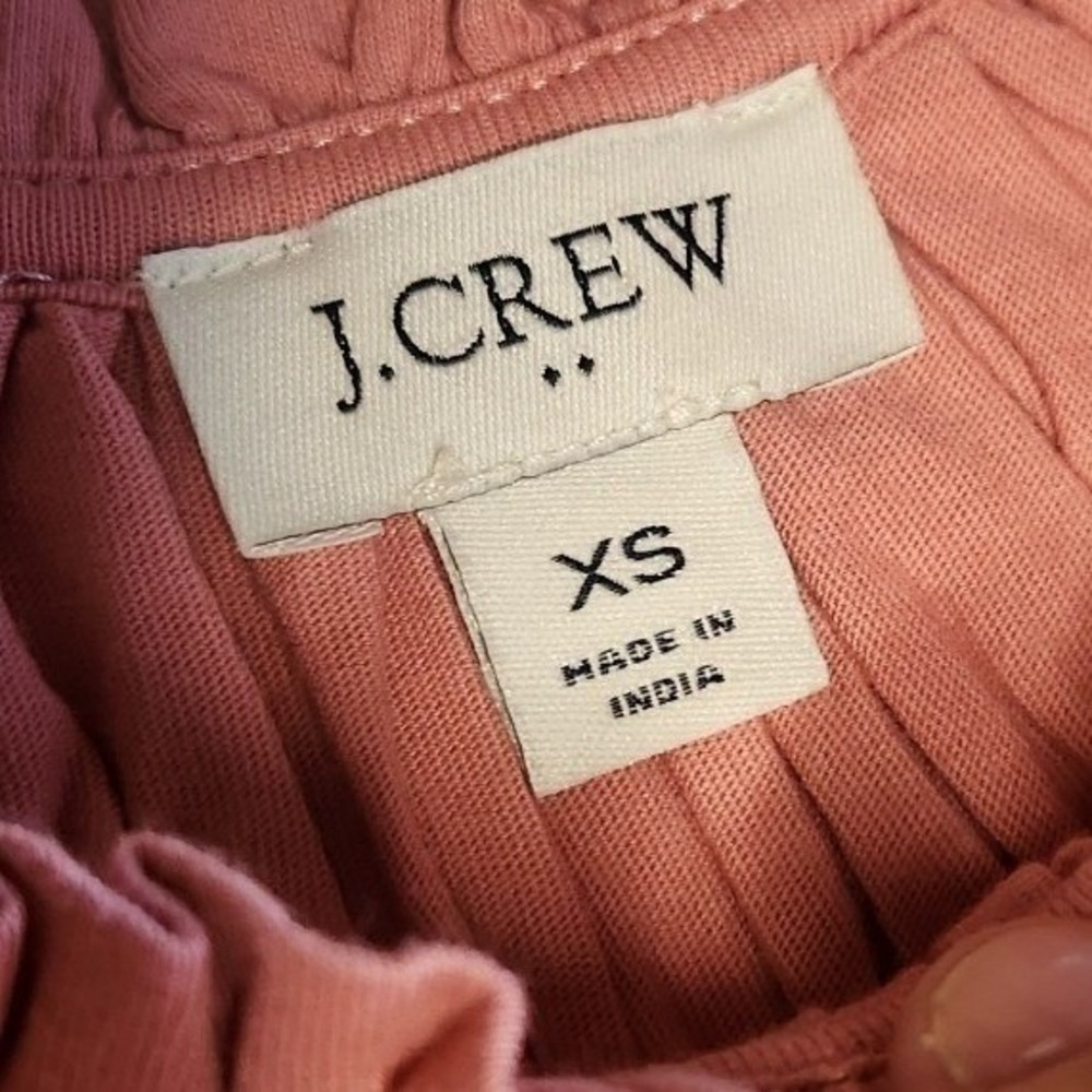 J.CREW Smock Neck Shirt Womens XS Pink Orange Cotton Summer Blouse Feminine - Picture 5 of 8